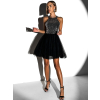 Čierne tylové krátke trblietavé šaty NANCYS