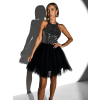Čierne tylové krátke trblietavé šaty NANCYS