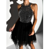 Čierne tylové krátke trblietavé šaty NANCYS