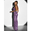 Fialové plesové dlhé trblietavé šaty LAJSA