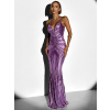 Fialové plesové dlhé trblietavé šaty LAJSA
