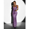 Fialové plesové dlhé trblietavé šaty LAJSA