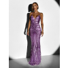 Fialové plesové dlhé trblietavé šaty LAJSA
