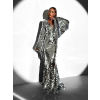 Strieborné trblietavé flitrované šaty BORYS s dlhým rukávom