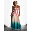 Farebné metalické večerné dlhé šaty OLUSKA