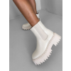 Béžové koženkové boots kozačky CLEOS (Veľkosť 36)
