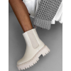 Béžové koženkové boots kozačky CLEOS (Veľkosť 36)