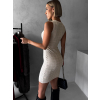 Béžové svetrové elegantní krátké šaty LUIZA (Veľkosť M/L)