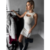 Béžové svetrové elegantní krátké šaty LUIZA (Veľkosť M/L)