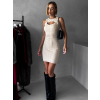 Béžové svetrové elegantní krátké šaty LUIZA (Veľkosť M/L)