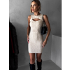 Béžové svetrové elegantní krátké šaty LUIZA (Veľkosť M/L)
