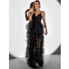 Čierne plesové dlhé šaty AVERKI s tylovou sukňou