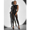 Čierny luxusný trblietavý overal BARABIT s kamienkami