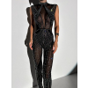Čierny luxusný trblietavý overal BARABIT s kamienkami