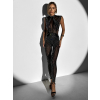 Čierny luxusný trblietavý overal BARABIT s kamienkami