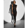 Čierny luxusný trblietavý overal BARABIT s kamienkami