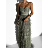 111298 khaki plesove tylove saty brunhil s volanky