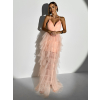 Marhuľové plesové dlhé šaty AVERKI s tylovou sukňou