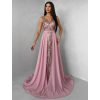 Ružové dlhé plesové šaty LUENNA