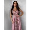 Růžové dlouhé plesové šaty LUENNA (Veľkosť L)
