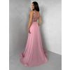 Růžové dlouhé plesové šaty LUENNA (Veľkosť L)