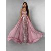 Růžové dlouhé plesové šaty LUENNA (Veľkosť L)