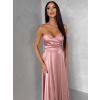 Starorůžové společenské dlouhé šaty SYCHAEUS bez ramínek (Veľkosť ONESIZE)