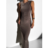 Šedohnedé elegantné dlhé šaty ARNIA