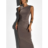 Šedohnedé elegantné dlhé šaty ARNIA