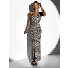 Večerné dlhé šaty FIDÉLIE so zebrím vzorom