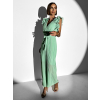 Zelený plisovaný overal TAUTRIS s volánikovými rukávmi