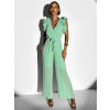 Zelený plisovaný overal TAUTRIS s volánikovými rukávmi