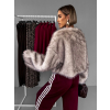 Béžový krátký faux fur kožíšek HILDAR (Veľkosť M/L)