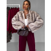 Béžový krátký faux fur kožíšek HILDAR (Veľkosť M/L)