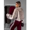 Béžový krátký faux fur kožíšek HILDAR (Veľkosť M/L)