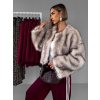 Béžový krátký faux fur kožíšek HILDAR (Veľkosť M/L)