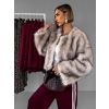Béžový krátký faux fur kožíšek HILDAR (Veľkosť M/L)
