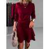 Bordó elegantné krátke šaty AYGLU s volánom