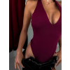 Vínové elegantní body EILEEN s výstřihem (Veľkosť ONESIZE)