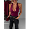 Vínové elegantní body EILEEN s výstřihem (Veľkosť ONESIZE)