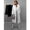 Biely melírovaný dlhý faux fur kožušinový kabát KINKA