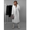 Bílý žíhaný dlouhý faux fur kožešinový kabát KINKA (Veľkosť M/L)