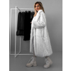 Bílý žíhaný dlouhý faux fur kožešinový kabát KINKA (Veľkosť M/L)