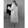 Bílý žíhaný dlouhý faux fur kožešinový kabát KINKA (Veľkosť M/L)