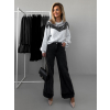 Černé stylové široké wide leg džíny OHALON (Veľkosť L)