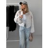 Krémový krátký faux fur kožešinový kabátek ANNELIT (Veľkosť M/L)