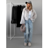 Krémový krátký faux fur kožešinový kabátek ANNELIT (Veľkosť M/L)