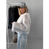 Krémový krátký faux fur kožešinový kabátek ANNELIT (Veľkosť M/L)