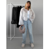 Krémový krátký faux fur kožešinový kabátek ANNELIT (Veľkosť M/L)
