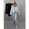 Krémový krátký faux fur kožešinový kabátek ANNELIT (Veľkosť M/L)
